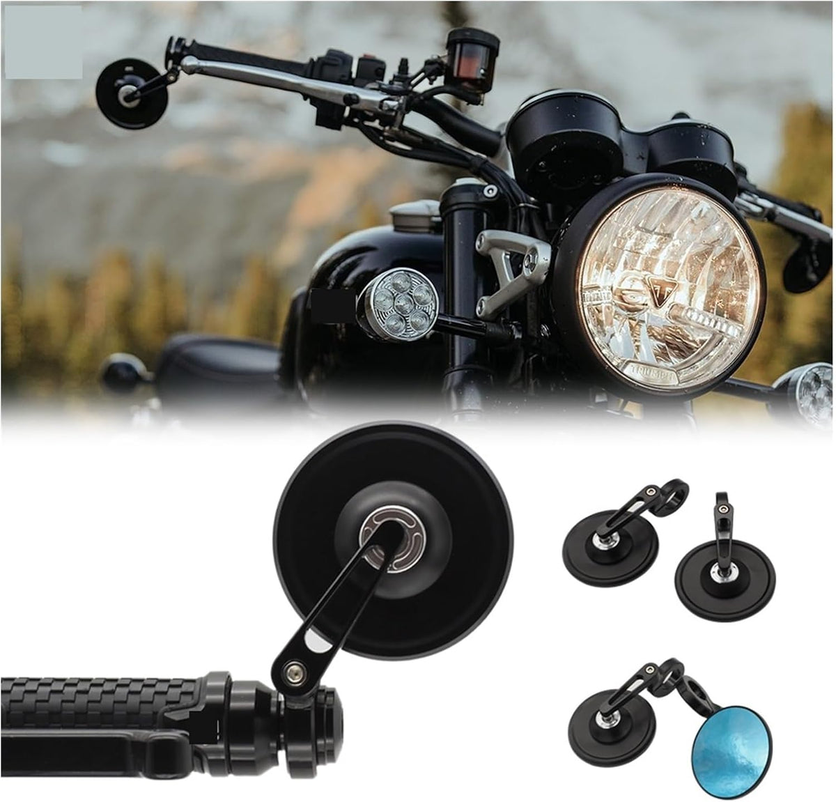 Motorcycle Rear View Mirror Motorcycle Bar End Mirror For Triumph Scrambler Bobber For Bonneville Street Twin Speed Twin Speedmaster 1200 XC XE 900 T120 T100