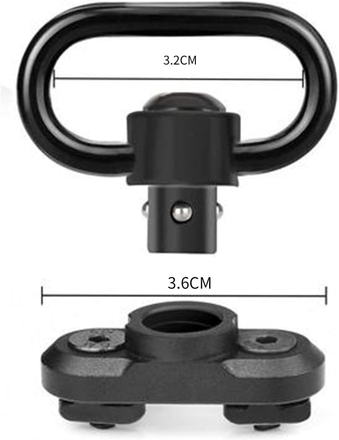 QD Sling Mount kit Rail Adapter Adaptor Push Button Quick Release Strap Buckle, Black