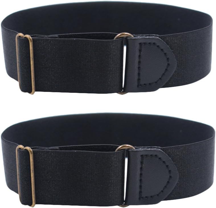 2pcs Sleeve Garters Non Slip Shirt Sleeve Holders Armband for Women Men (Black)