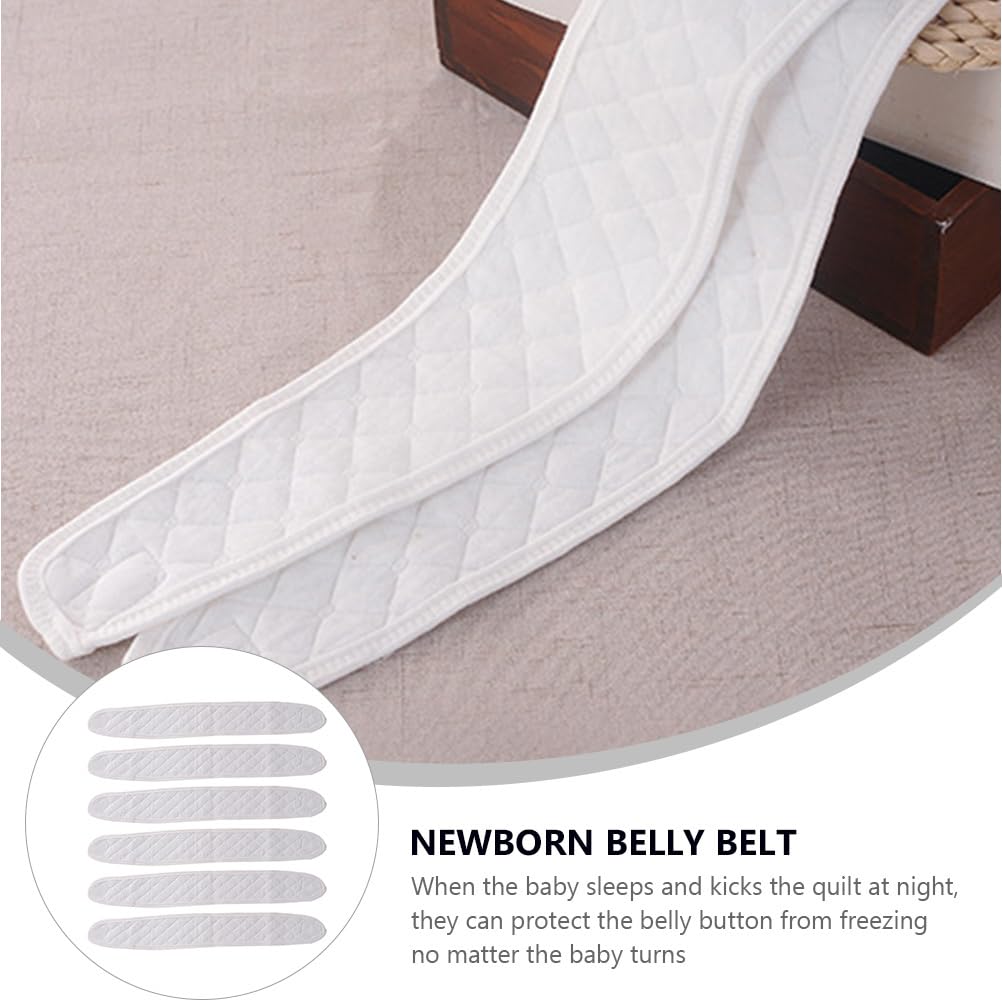6pcs Cotton Baby Belly Band Infant Umbilical Cord Soft Newborn Navel Belt (White)