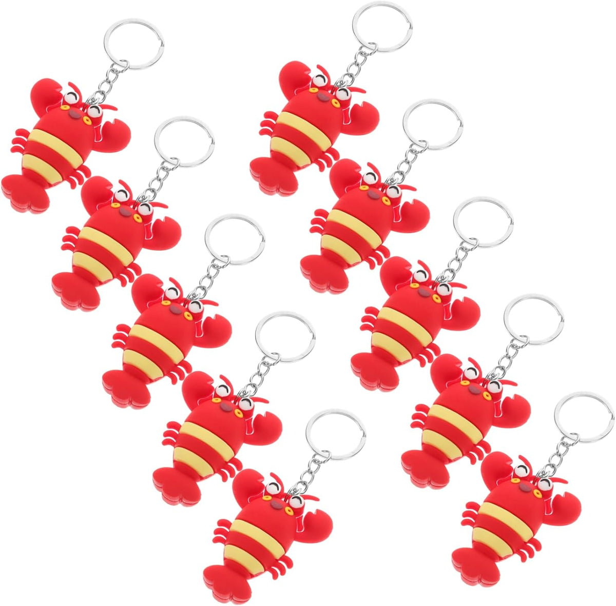 10pcs Simulation Sea Animals Keychains Cute Cartoon Lobster Key Pendant Decor for Bags Backpacks and Phones Fun Party Favors for Boys