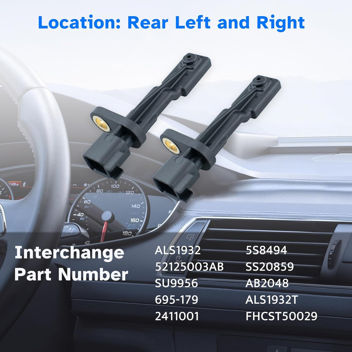 Rear ABS Wheel Speed Sensor Left Right fit for 07-17 Jeep Wrangler, 08-12 Jeep Liberty, 07-11 Dodge Nitro, 2007 2008 2009 2010 2011 2012 2013 2014 2015 2016 2017, Driver Passenger, ALS1932, 2pcs