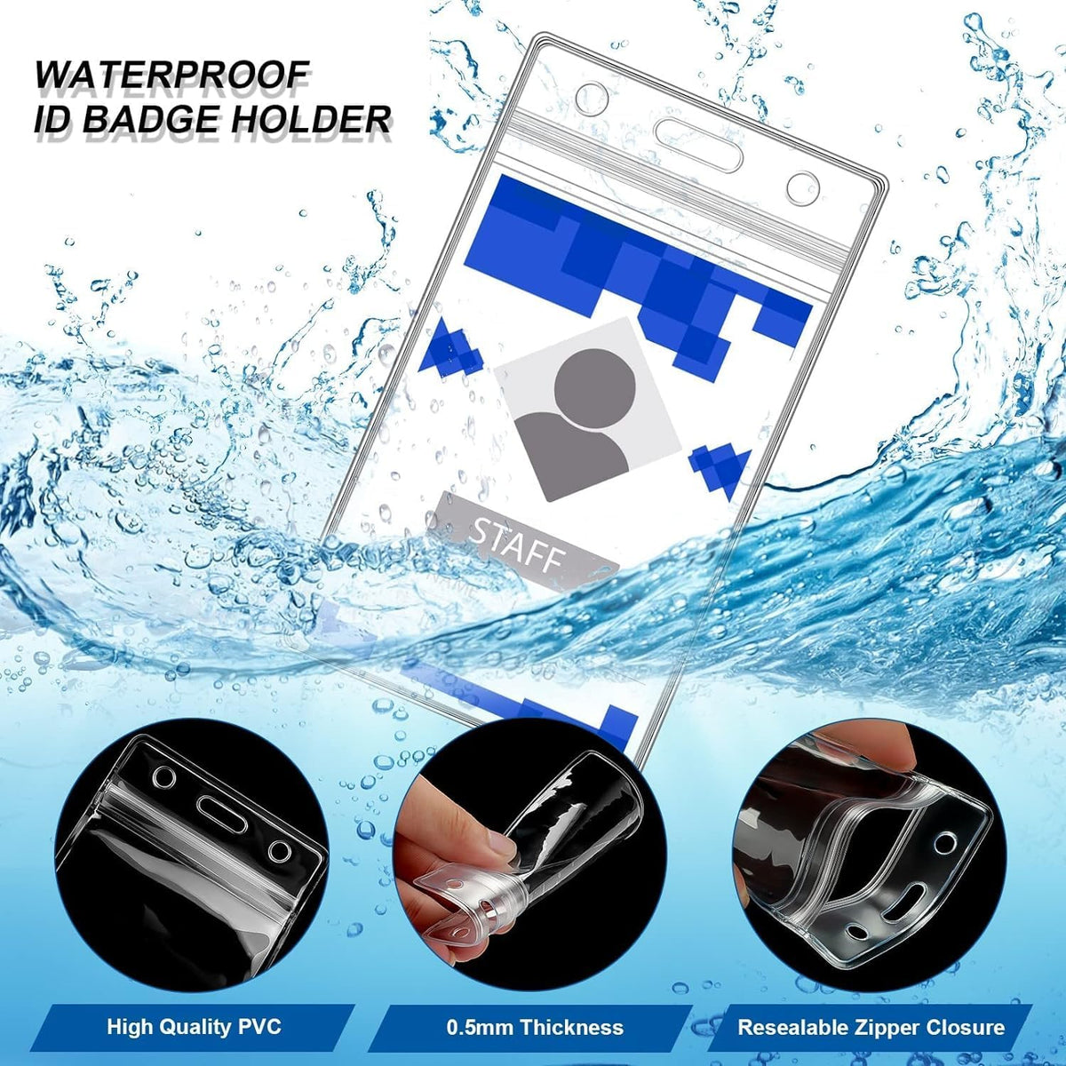 100 Pack Badge Lanyards with ID Card Holders Red Lanyards with Vertical Waterproof ID Badge Holder for Office, School, Travel (Red)