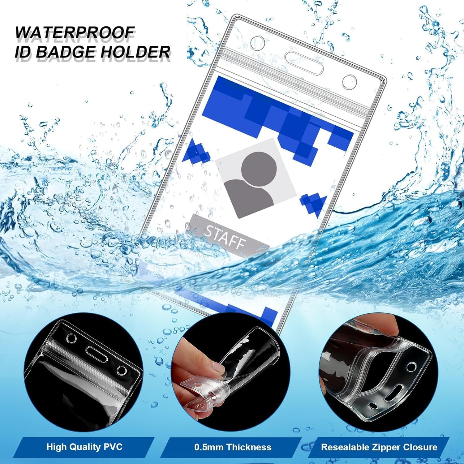 100 Pack Badge Lanyards with ID Card Holders Red Lanyards with Vertical Waterproof ID Badge Holder for Office, School, Travel (Red)