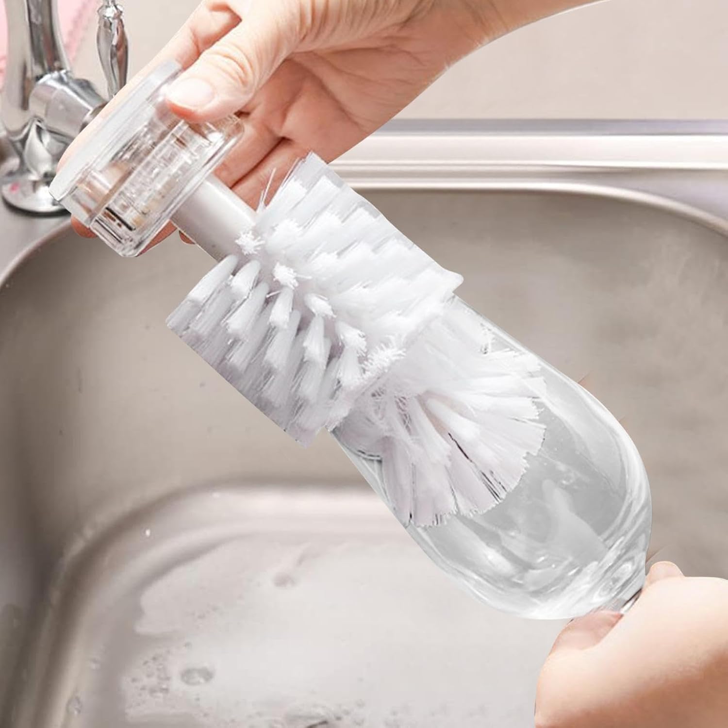 Bottle Brush with Suction Cup, Wine Cup Cleaner, Portable Turtle Scrub Brush, Glass Bottle Bristle Brush, Glassware Cleaner, Wine Glass Brush, Suction Cup Bottle Brush, Bottle Cleaning Brush