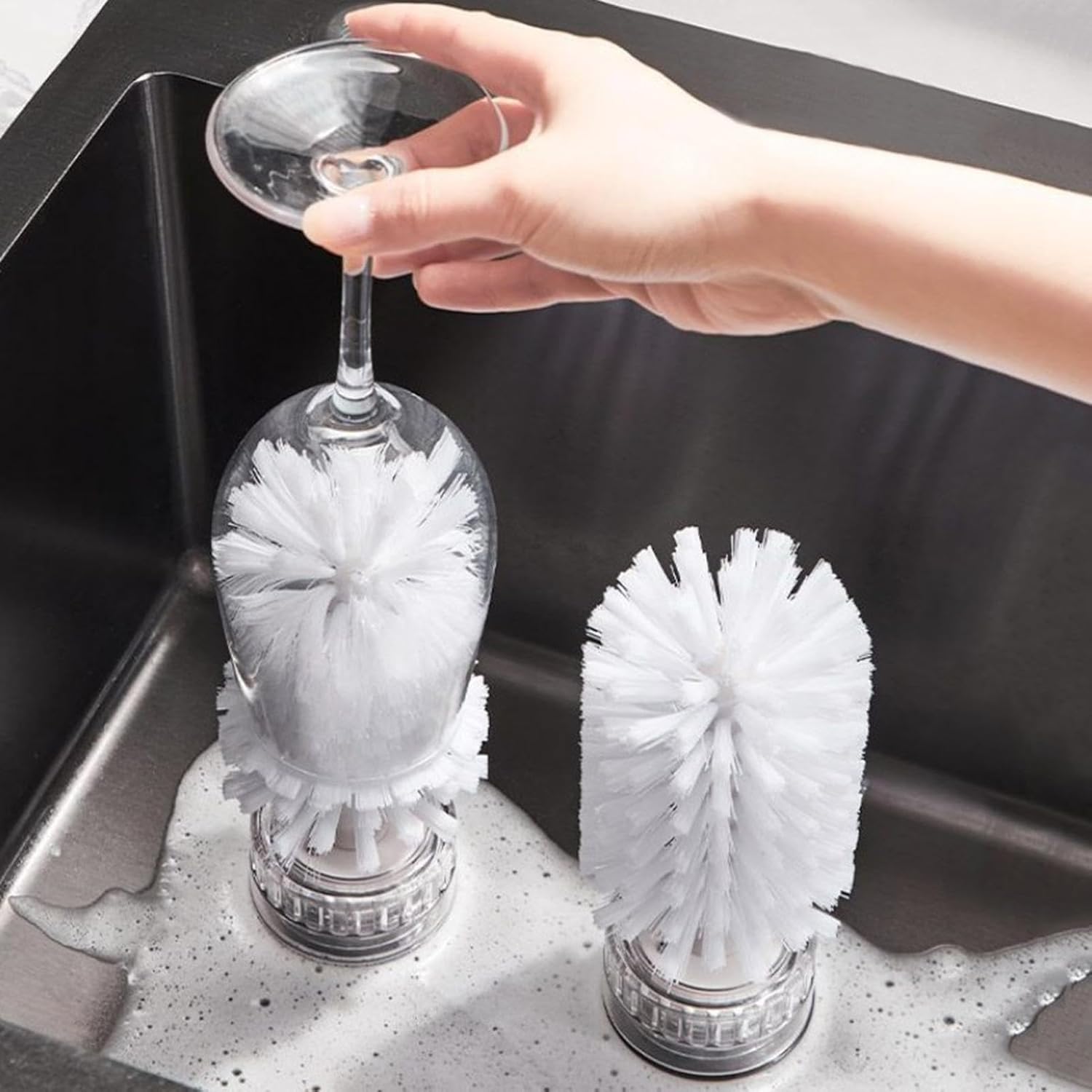 Bottle Brush with Suction Cup, Wine Cup Cleaner, Portable Turtle Scrub Brush, Glass Bottle Bristle Brush, Glassware Cleaner, Wine Glass Brush, Suction Cup Bottle Brush, Bottle Cleaning Brush