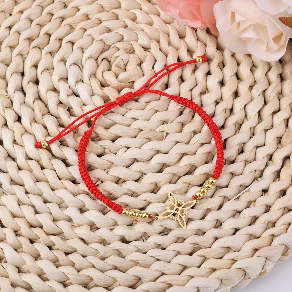 Witches Knot Bracelet, Adjustable Weave Wiccan Bracelet with Stainless Steel Magic Witchcraft Witch's Charm Knot Ideal Jewelry Gift For Woman & Man