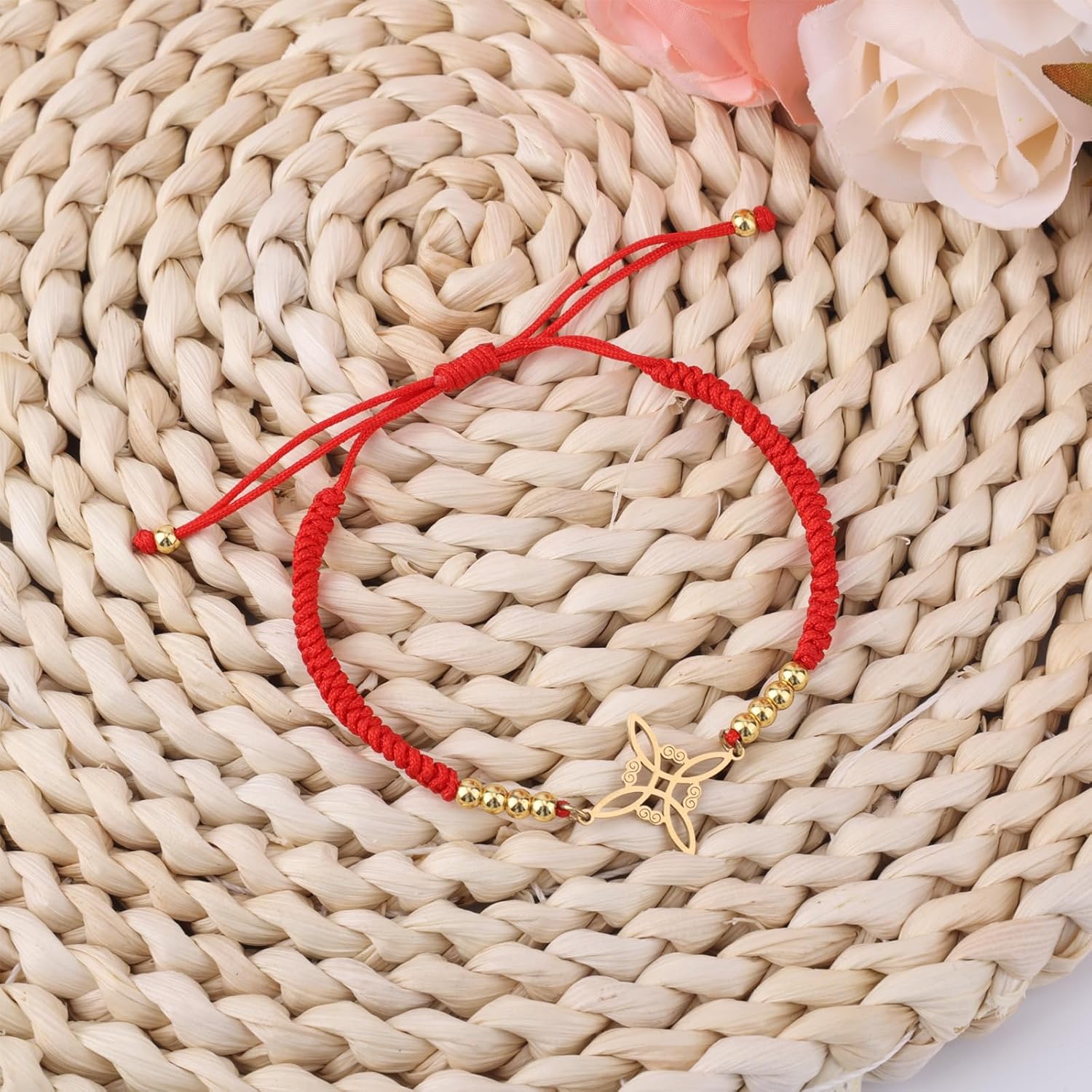 Witches Knot Bracelet, Adjustable Weave Wiccan Bracelet with Stainless Steel Magic Witchcraft Witch's Charm Knot Ideal Jewelry Gift For Woman & Man