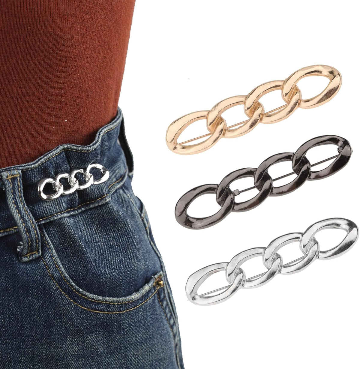 Pants Tightener for Women - Jean Tightening Clips to Make Waist Smaller - Adjust Clips 3Set