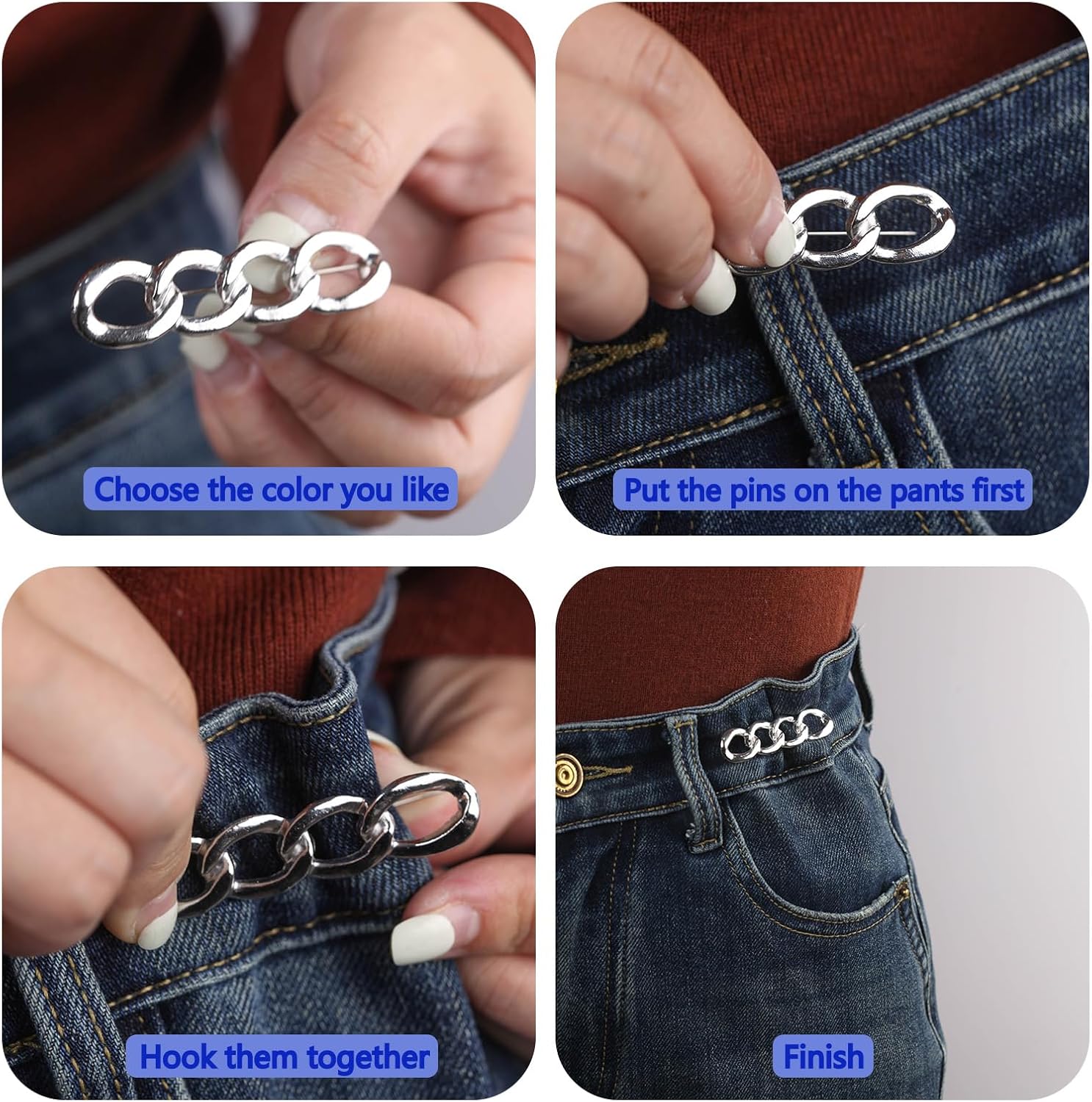 Pants Tightener for Women - Jean Tightening Clips to Make Waist Smaller - Adjust Clips 3Set