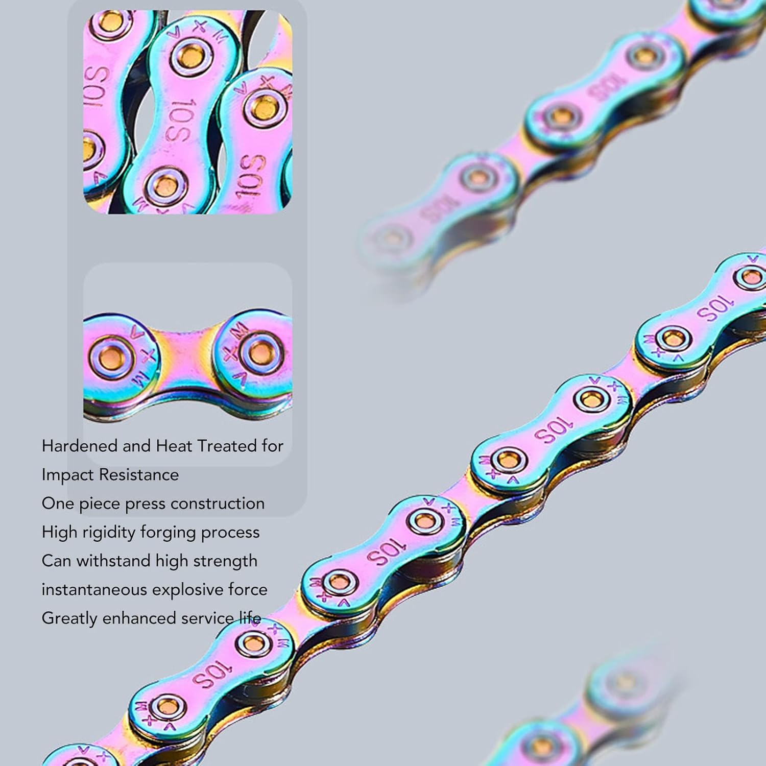 6 7 8 Speed Chain Rainbow Chain, 1/2 X 11/128 Inch 116 Links Lightweight Chain, Mountain Road Chain for Road with 2 Chain Connector