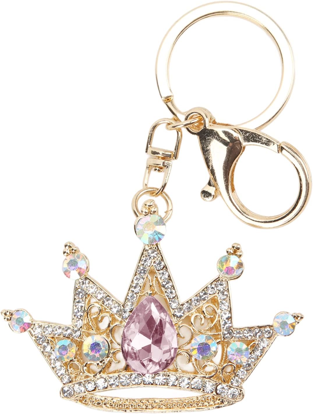 Crown Keychain, Gold 3D Sparkling Charm Rhinestones Crown Key Ring for Girls Women Car Keys Bag() Keychains