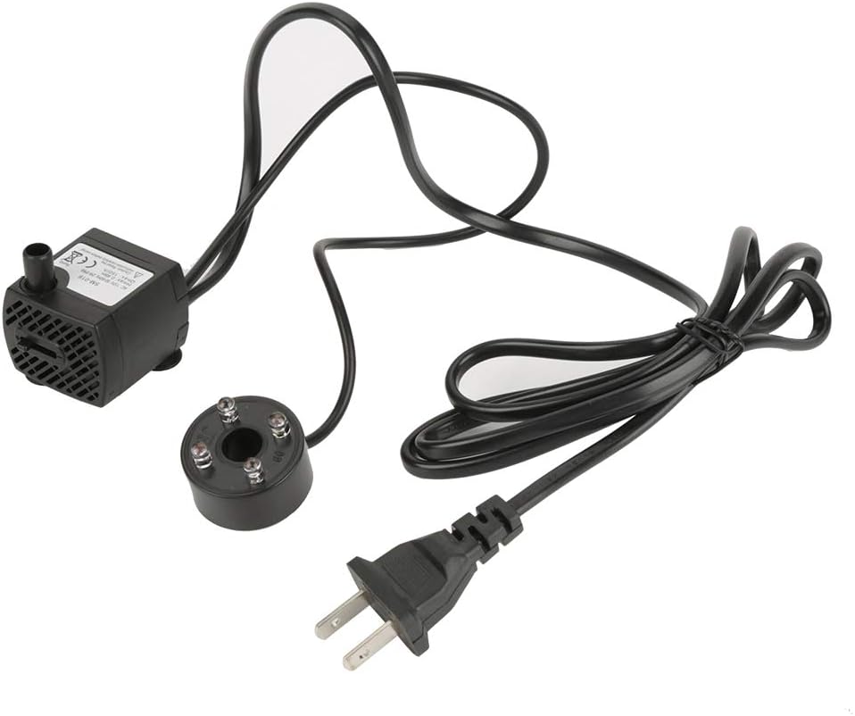 Water Fountain Pump, 2W Submersible Pump with 4 Colorful Lights for Rockery Fountain Pool Garden Pond Fish Aquarium Statuary(US Plug) Water Pumps