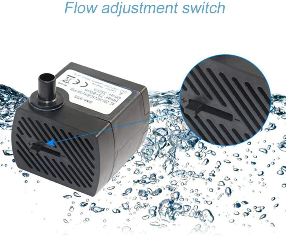 Water Fountain Pump, 2W Submersible Pump with 4 Colorful Lights for Rockery Fountain Pool Garden Pond Fish Aquarium Statuary(US Plug) Water Pumps