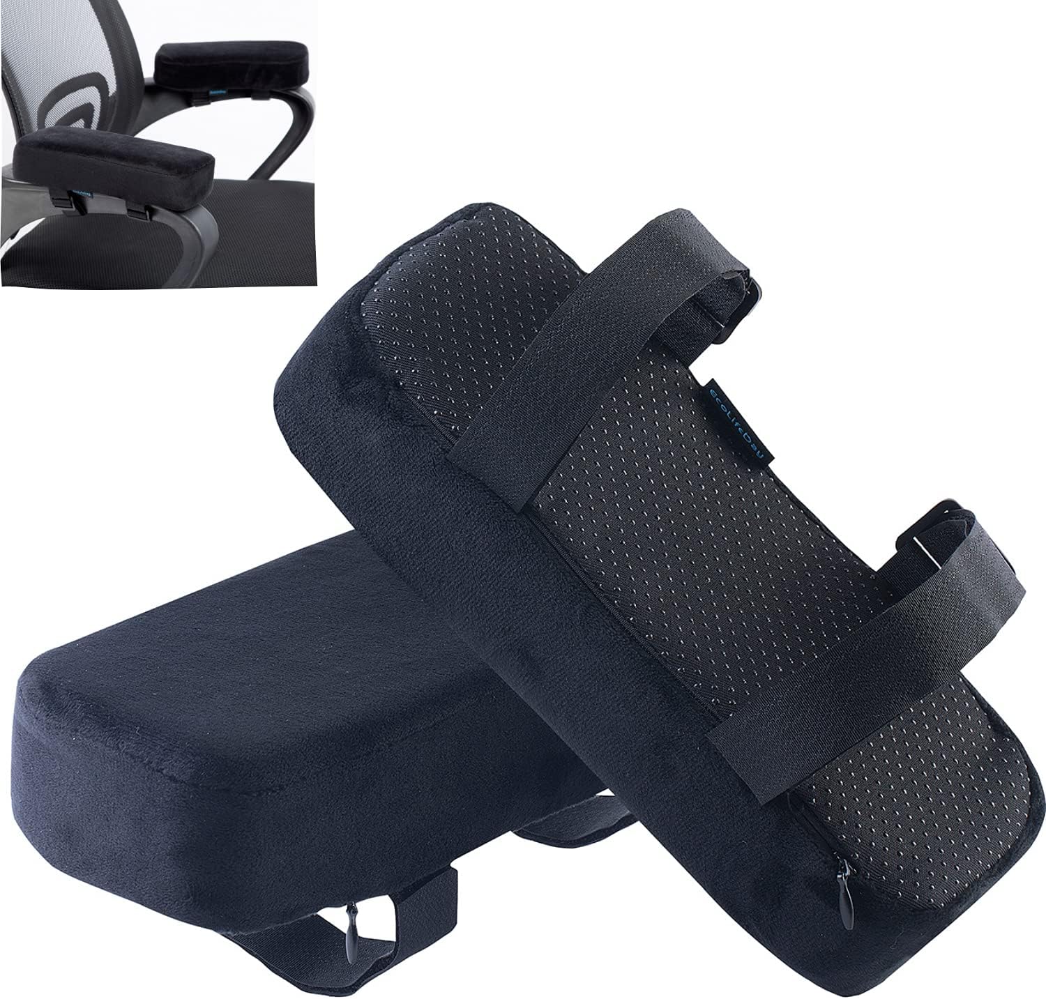 Extra Thick 2 inches Chair armrest Cushions Elbow Pillow Pressure Relief Office Chair Gaming Chair armrest with Memory Foam armrest Pads 2-Piece Set of Chair (Black)