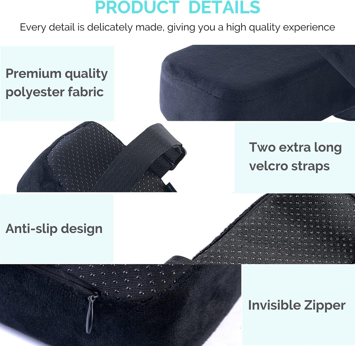 Extra Thick 2 inches Chair armrest Cushions Elbow Pillow Pressure Relief Office Chair Gaming Chair armrest with Memory Foam armrest Pads 2-Piece Set of Chair (Black)