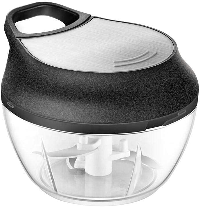 Manual Food Chopper - Onion Chopper Vegetable Cutter - Mini Chopper Nut Meats - Vegetable Dicer - Hand Chopper - Chopper One Piece - Black - 3 Cup