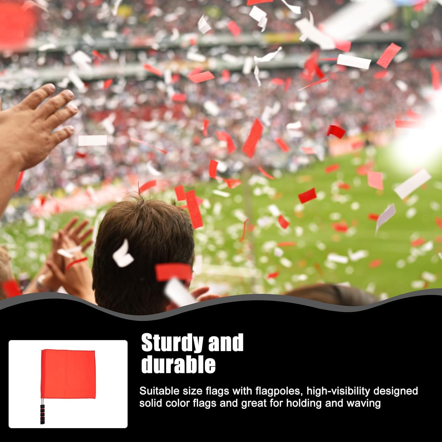 2PCS Referee Flags Volleyball Flags Line Judge, Stainless Steel Hand Flag Red Sigl Flag Sponge Handle Soccer Referee Flags Volleyball Lightweight Referee Equipment for Volleyball, Track and Field