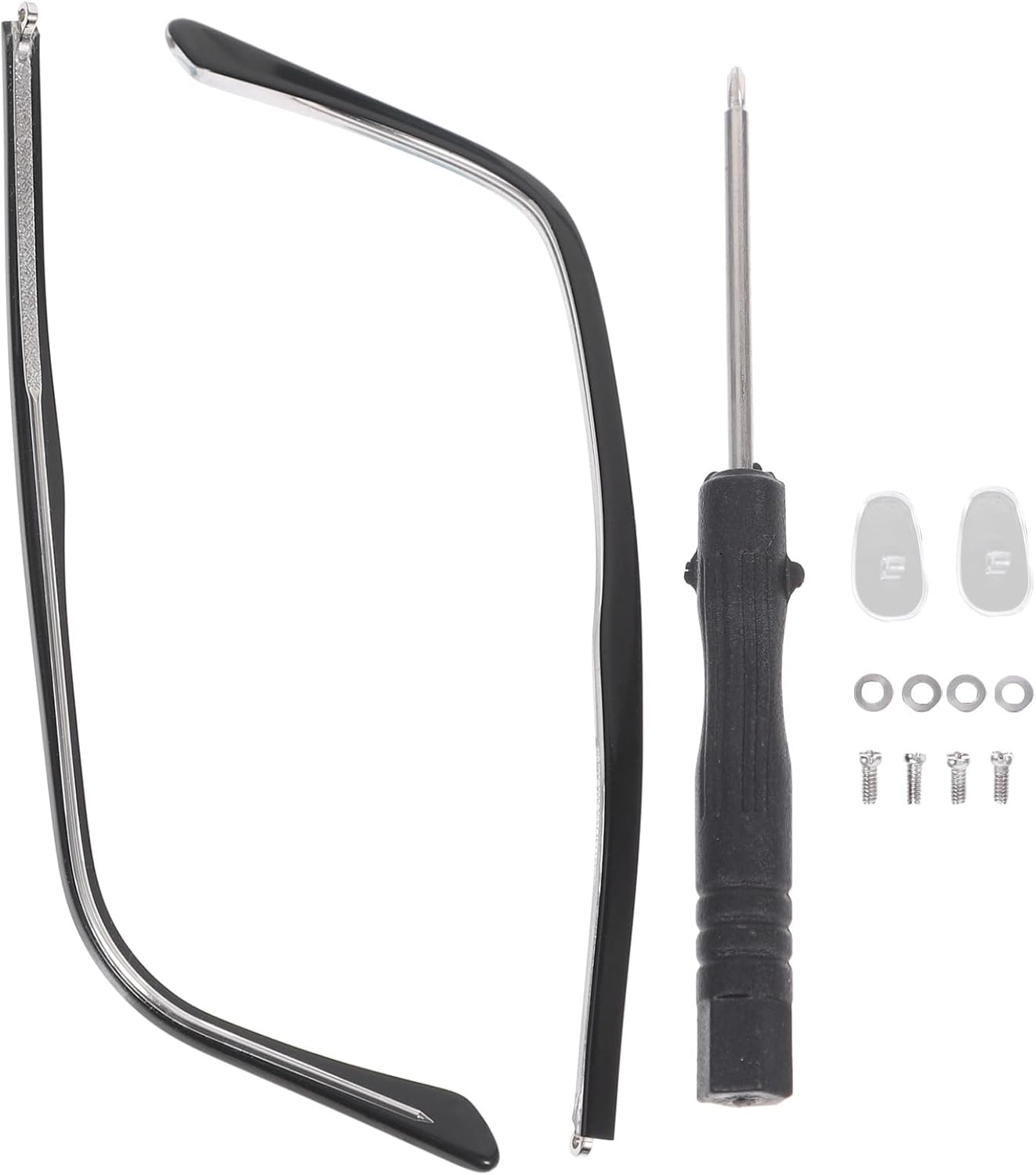 1 Pair Metal Glasses Replacement Temple, Eyeglass Arms Legs Replacement, Glasses Repair Kit Universal Glasses Arm Replacement Legs for Glasses, Sunglasses, Black