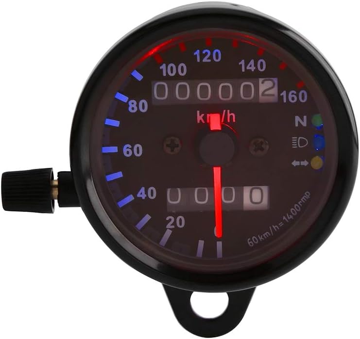 Motorcycle Odometer Speedometer Gauge Signal Dual Digital Display KM/H Universal 1pc(Black)