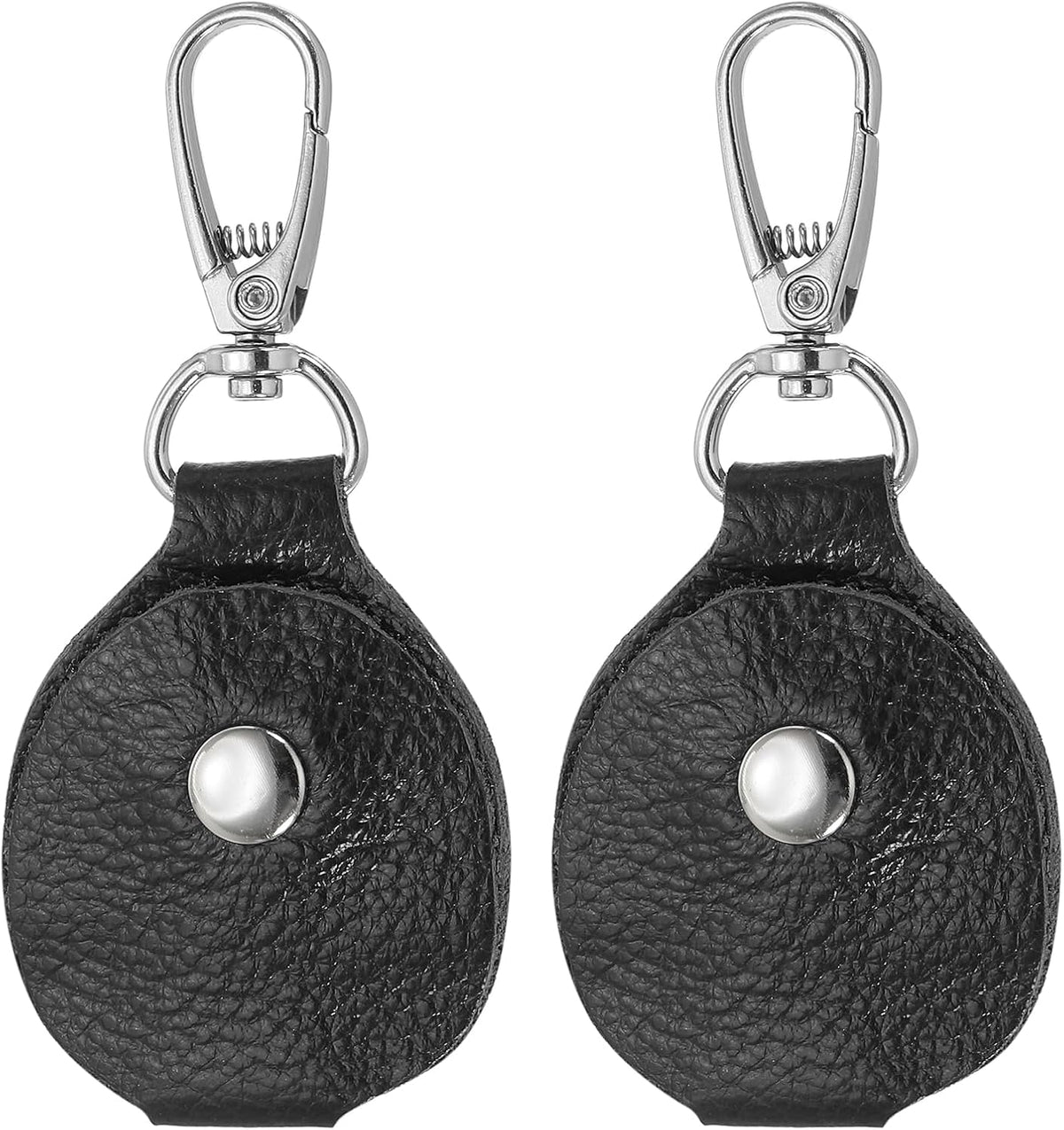 Leather Key Fob, Genuine Leather Keys Cover Portable Key Fob Air Tag Holder for Office Car Keys ID Key Cards