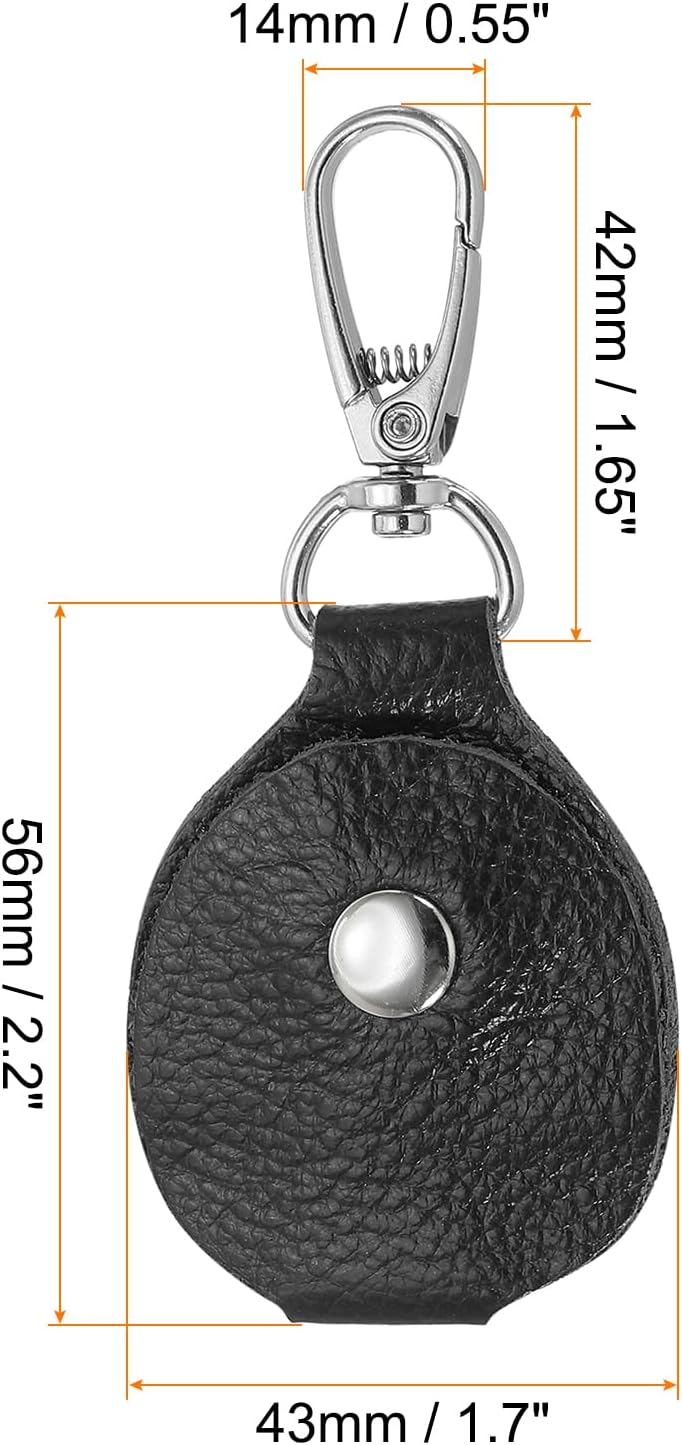 Leather Key Fob, Genuine Leather Keys Cover Portable Key Fob Air Tag Holder for Office Car Keys ID Key Cards