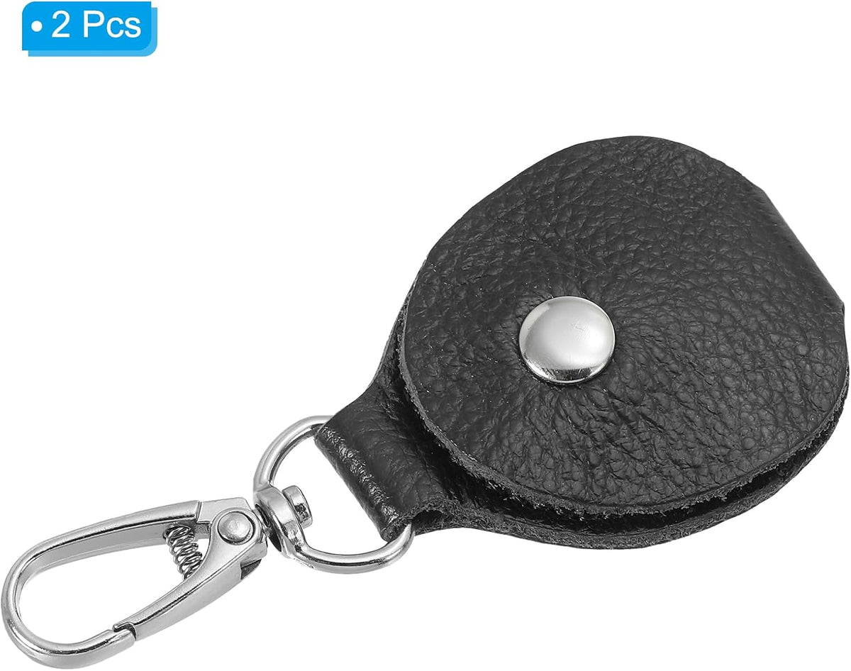 Leather Key Fob, Genuine Leather Keys Cover Portable Key Fob Air Tag Holder for Office Car Keys ID Key Cards