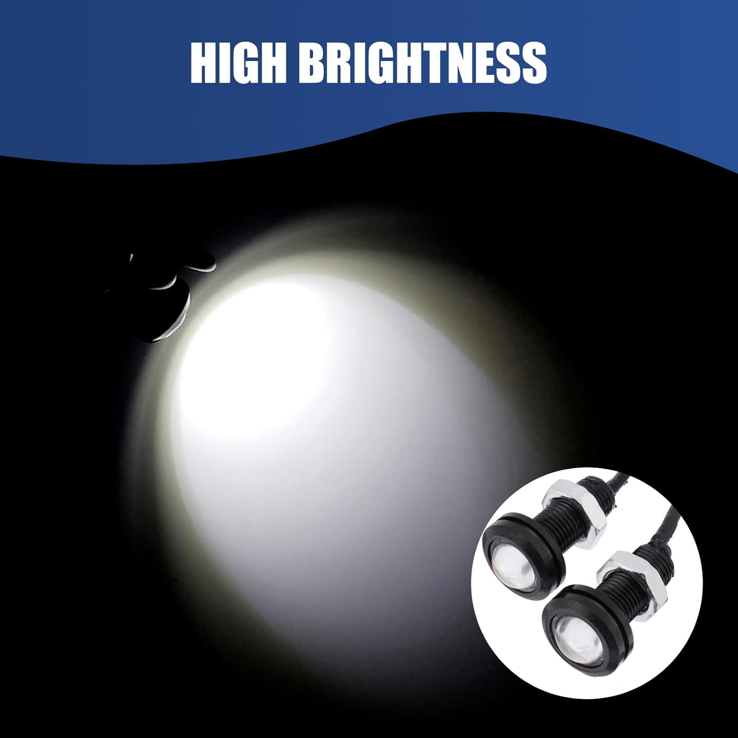 10 PCS Car LED Reversing Light, 18MM 12V 9W Alloy Focusing Mirror Ultra-thin Waterproof Hawk Eye Light Fog Light Daytime Running Light, Modification Accessories, for Cars, Motorcycles (White)