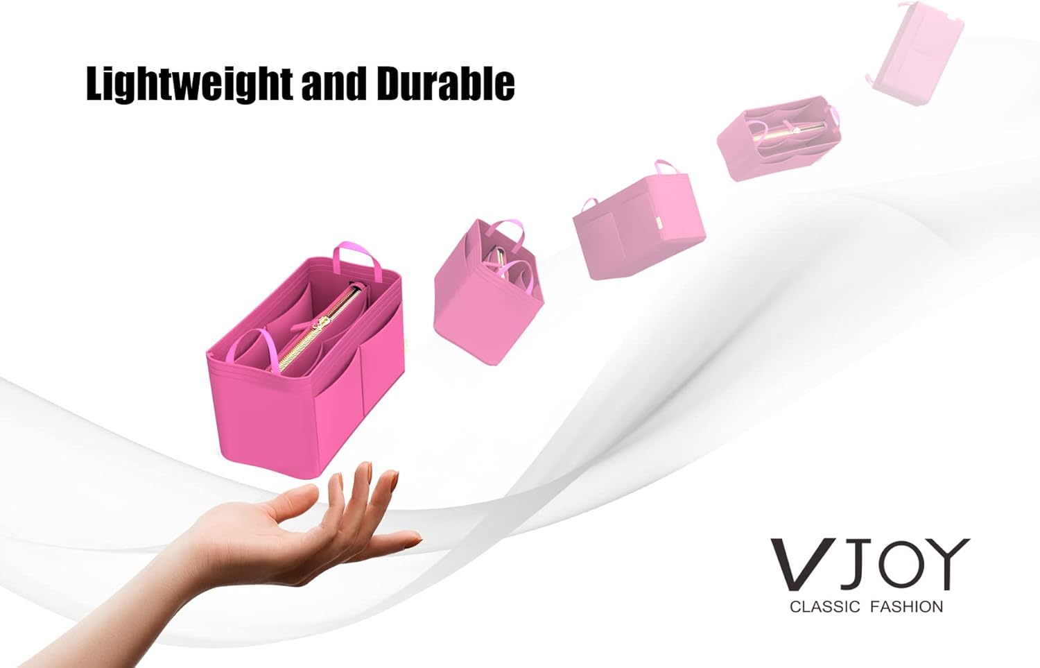 Purse Organizer Insert Handbag Tote Felt Organizer Bag in Bag Shaper Fit Neverfull Speedy Graceful MM GM Medium, BROWN