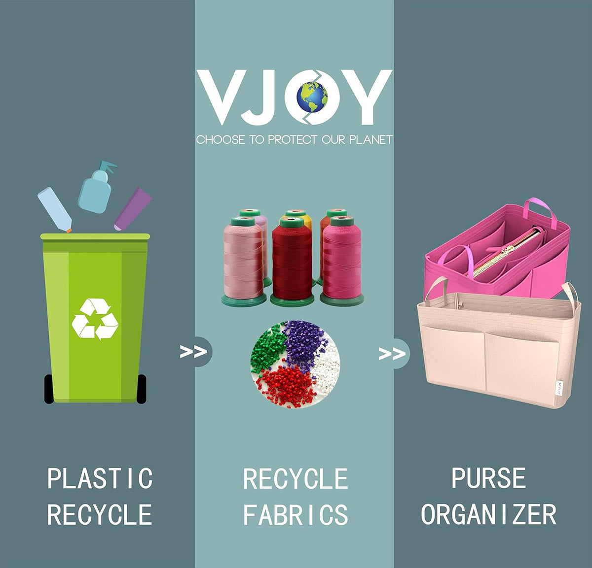 Purse Organizer Insert Handbag Tote Felt Organizer Bag in Bag Shaper Fit Neverfull Speedy Graceful MM GM Medium, BROWN