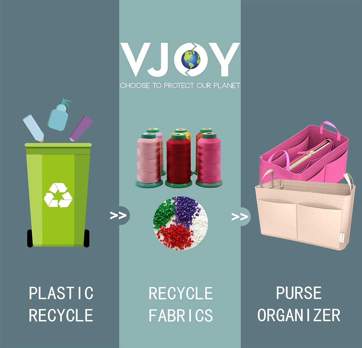 Purse Organizer Insert Handbag Tote Felt Organizer Bag in Bag Shaper Fit Neverfull Speedy Graceful MM GM Medium, BROWN