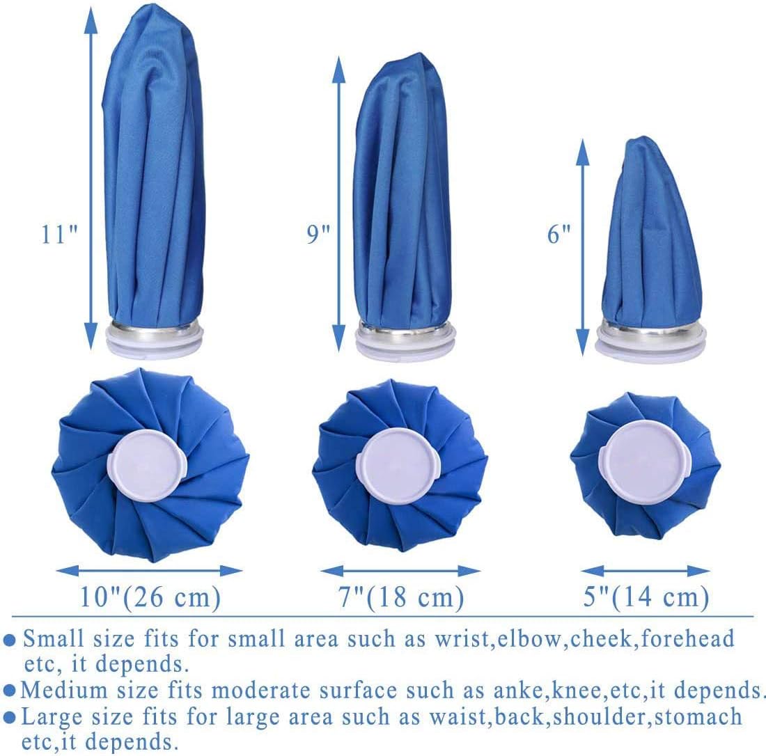 Ice Bags for Injuries Reusable Leak-Proof Ice Packs for Injury Hot Cold Therapy for Head Knee Ankle Face Back Shoulder Fever Elbow Pain Relief Soft Large Medium Small (11 9 6 Inch) 3 Pack