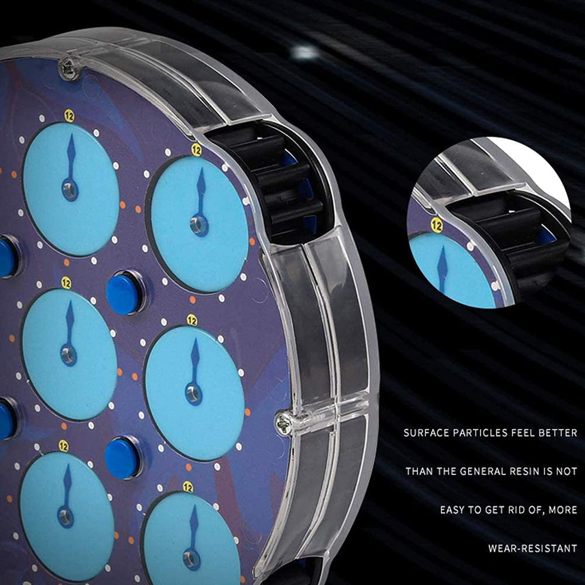 Speed Cube Clock M Magic Clock Transpsarent Blue Speed Clock Puzzle Educational Fidget Cube 3D Puzzle Toy