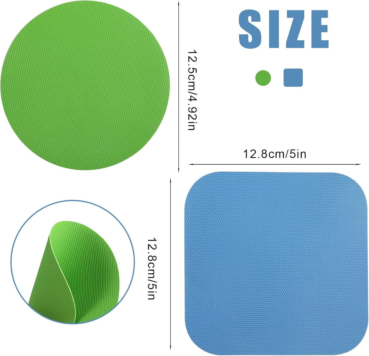 4pcs Jar Opener, Rubber, Multi-function Silicone Bottle Opener for Seniors with Arthritis Weak Hands Lid Cap Gripper Pads Kitchen Coasters Gadgets(Light Blue, Green)