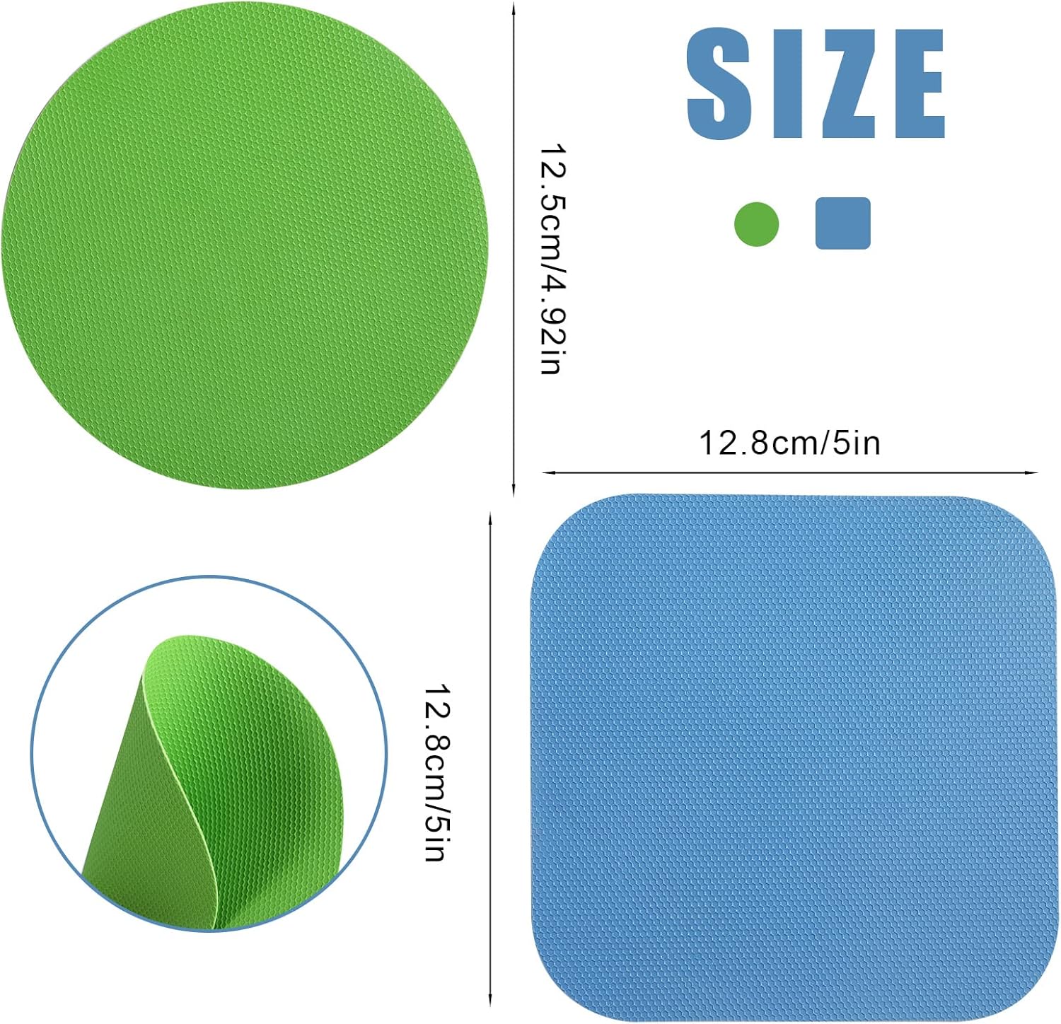 4pcs Jar Opener, Rubber, Multi-function Silicone Bottle Opener for Seniors with Arthritis Weak Hands Lid Cap Gripper Pads Kitchen Coasters Gadgets(Light Blue, Green)