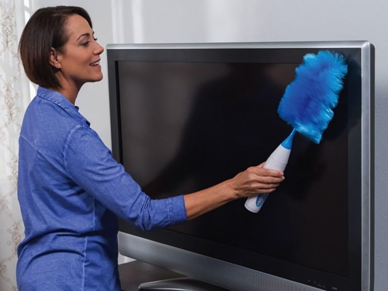 Hurricane 360 Electric Feather Spin Duster Feather Duster Adjustable Electric Dirt Dust Brush Removing Dust in One Spin Cleaning Accessories Home Office, Use Battery