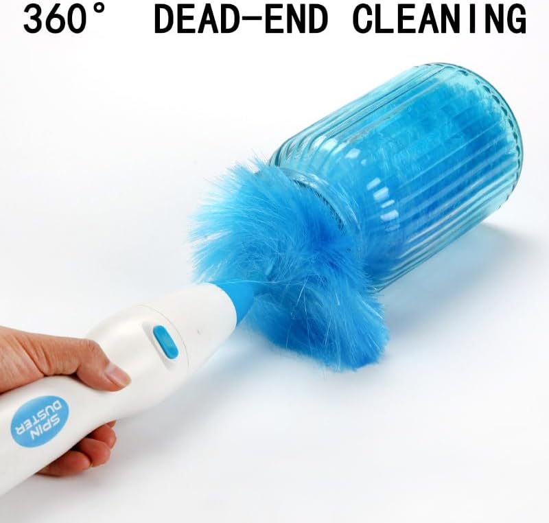 Hurricane 360 Electric Feather Spin Duster Feather Duster Adjustable Electric Dirt Dust Brush Removing Dust in One Spin Cleaning Accessories Home Office, Use Battery