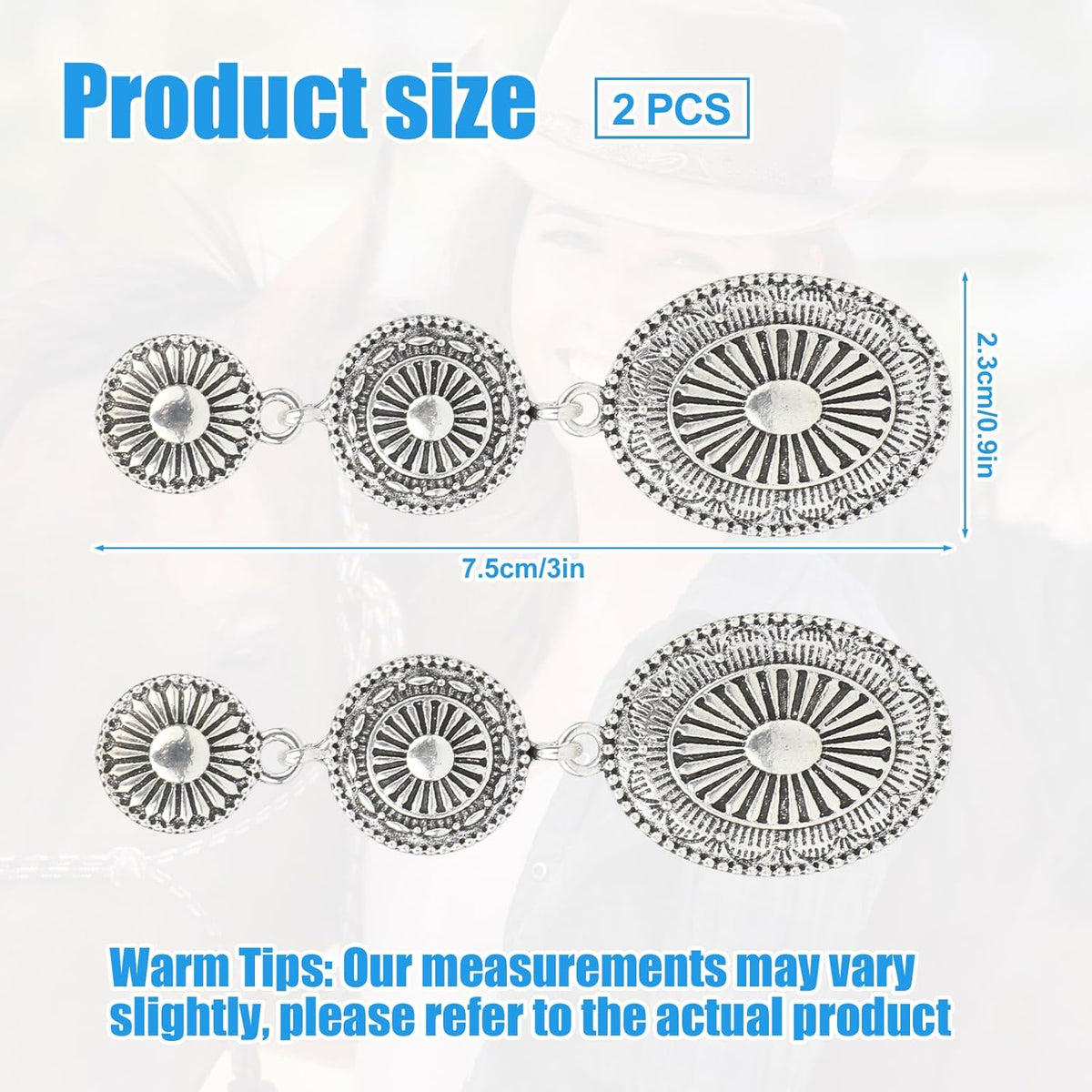 Western Country Earrings, Silver Elegant Jewelry for Women Vintage Concho Drop Dangle Earrings Trendy Cowgirl Country Concert Outfits Jewelry for Women