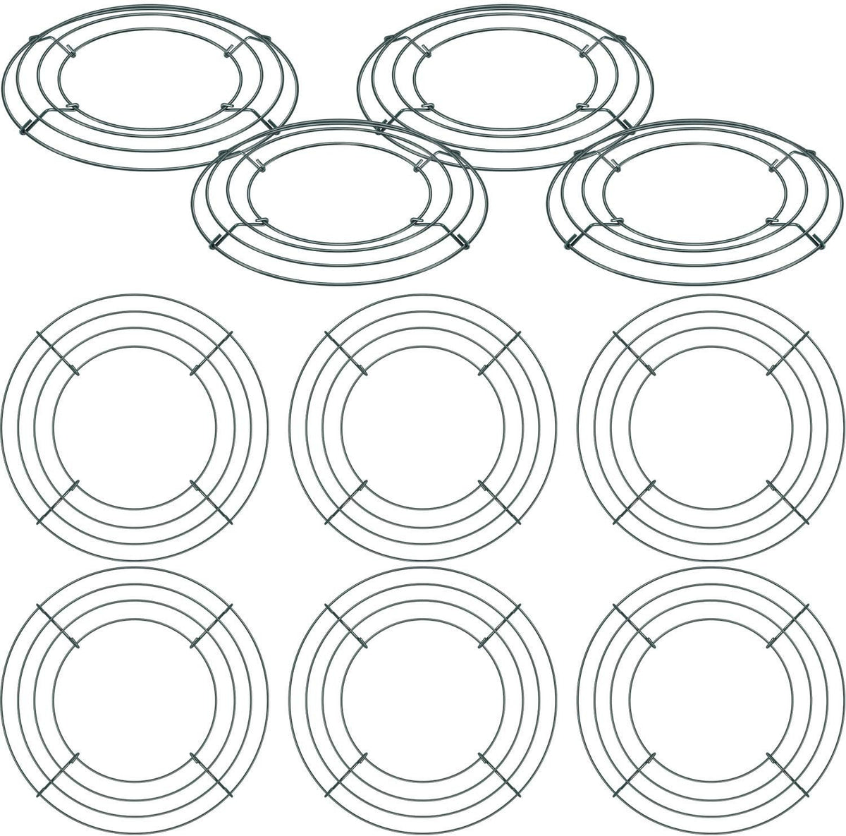10 Packs Christmas Metal Wreath Frame Green Round Wire Wreath Making Ring DIY Macrame Floral Crafts Wire Form Christmas Decoration Door Craft (10 Inches)