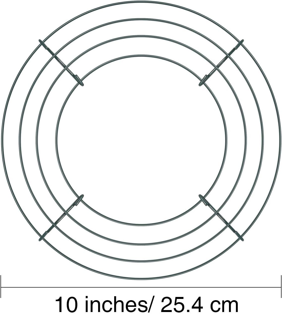 10 Packs Christmas Metal Wreath Frame Green Round Wire Wreath Making Ring DIY Macrame Floral Crafts Wire Form Christmas Decoration Door Craft (10 Inches)