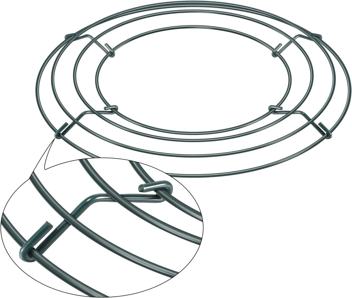 10 Packs Christmas Metal Wreath Frame Green Round Wire Wreath Making Ring DIY Macrame Floral Crafts Wire Form Christmas Decoration Door Craft (10 Inches)