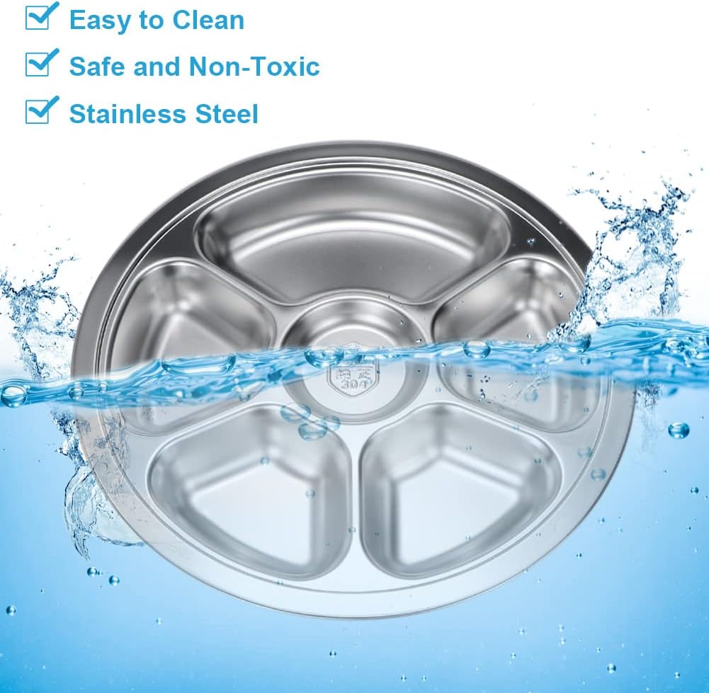 Stainless Steel Round Divided Plate 6 Sections