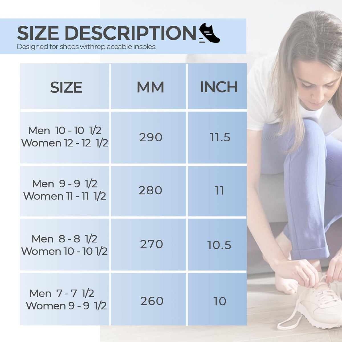 Plantar Fasciitis Feet Insoles, Arch Supports Orthotics Inserts Relieve Flat Feet for Men, Women, Orthotic Insoles for Foot Pain Mens 10-10 1/2 | Womens 12-12 1/2