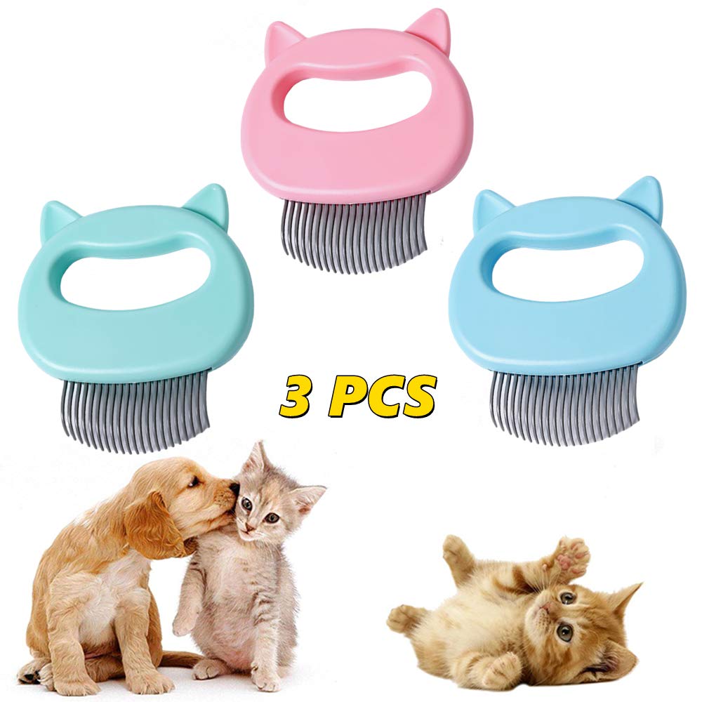 Cat Comb Pet Cat Short &amp; Long Hair Removal Massaging Shell Comb Soft Deshedding Brush Grooming and Shedding Matted Fur Remover Massage Dematting Tool for Dog Puppy Rabbit Bunny (3 Piece)