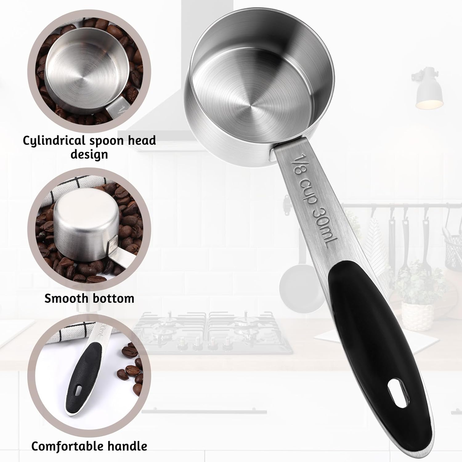 1/8 Cup 30 ml Measuring Cup Stainless Steel Single Metal Measuring Cups Kitchen Gadgets for Cooking Kitchen Tools with Easy to Read Markings for Measuring Dry or Liquid Ingredients