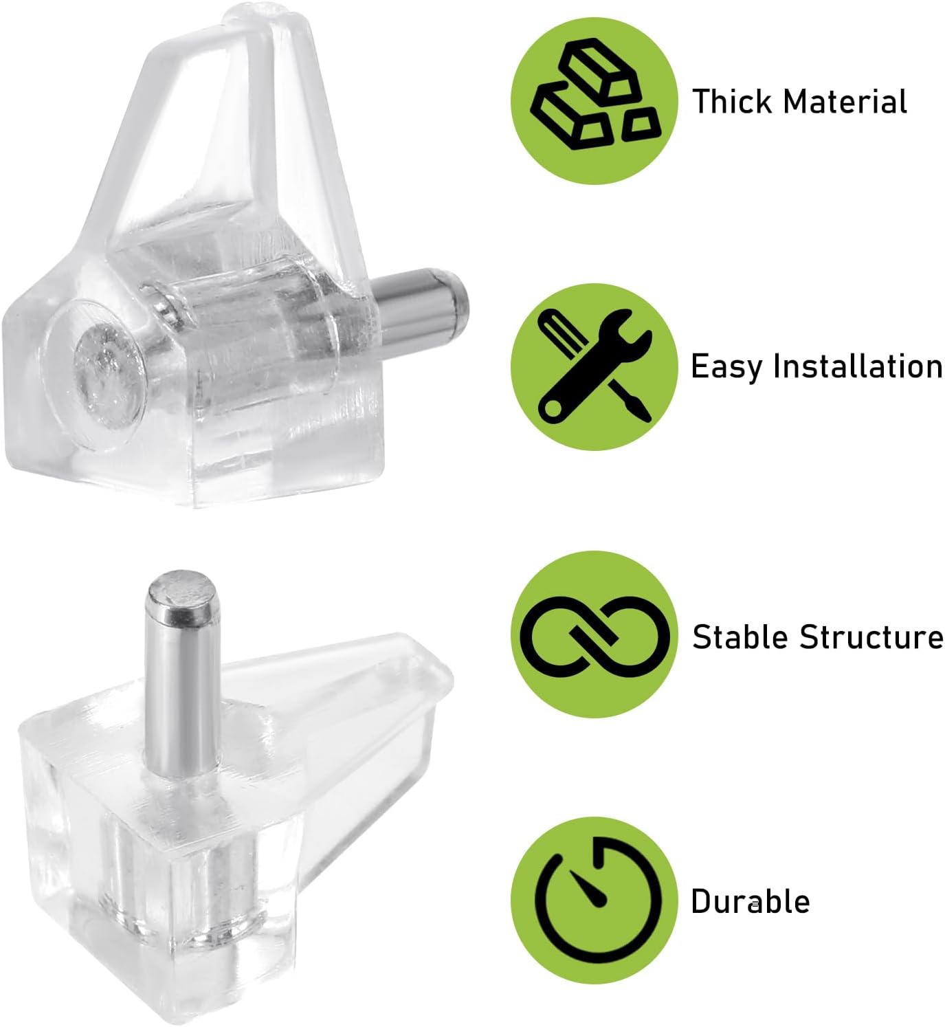 1/8 Inch (3mm) Shelf Support Peg Shelf Pegs Clear Plastic Cabinet Shelf Pins Shelf Holder Pins Replacement Pegs Furniture Shelves Holder Pegs for Kitchen Furniture Cabinet Bookcase, 30Pcs