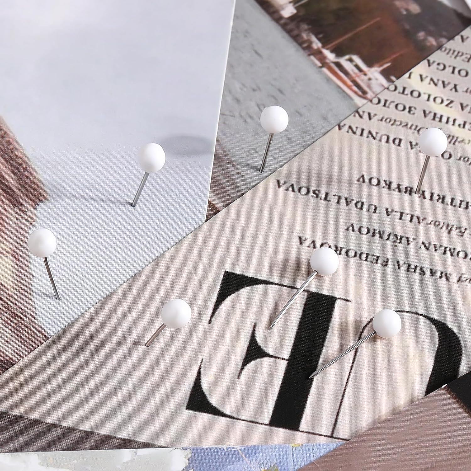 200 PCS Round Head Thumb Tacks Map Tacks Push Pins, Sewing Pins for Fabric Round Short World Map Pin Board Cork Boards Decorative Thumb Tacks for Sewing Craft Wedding Holiday DIY(White)