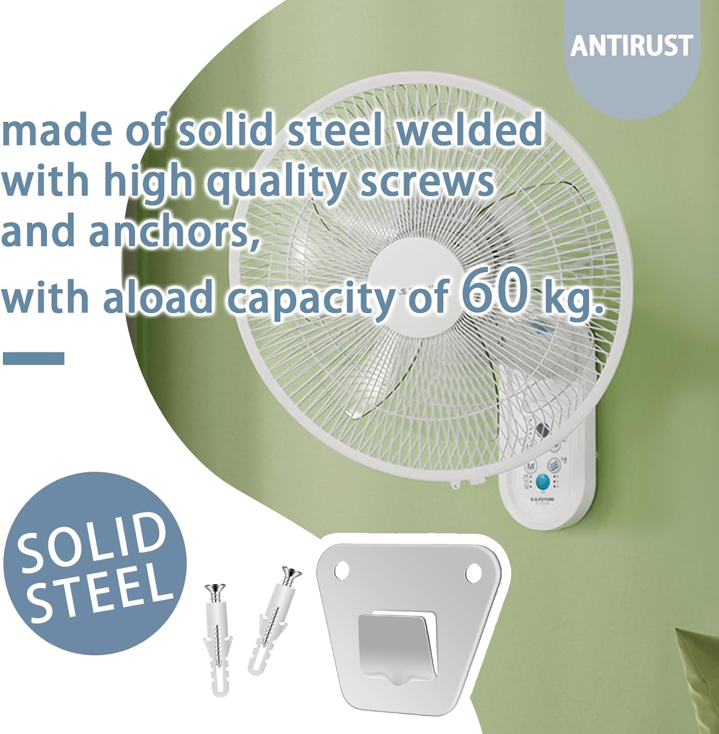 2-Set Wall Mounting Fan Bracket, Heavy Duty Wall Mounting Fan Bracket Holders for Oscillation Fans Solid Steel Fan Wall Mount Bracket with Fastening Screws for Wall Fan Mounting Bracket