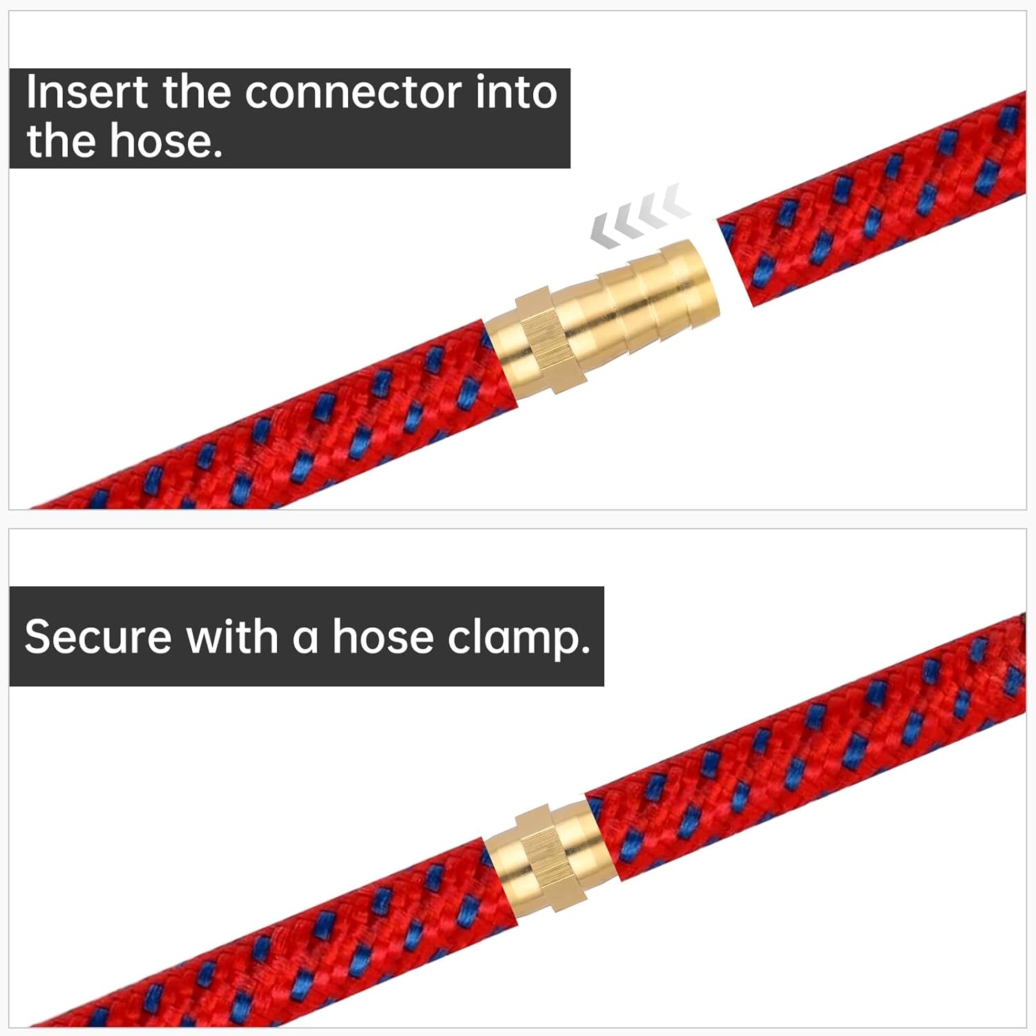 10Pcs Brass Hose Barb Fitting, 3/8" Hose ID Brass Hex Barbed Splicer Mender Barb Hose Union Fuel Gas Water Air Oil, Barbed Fuel Line Connecto Splicer Brass Hose Fitting Mender Joiner