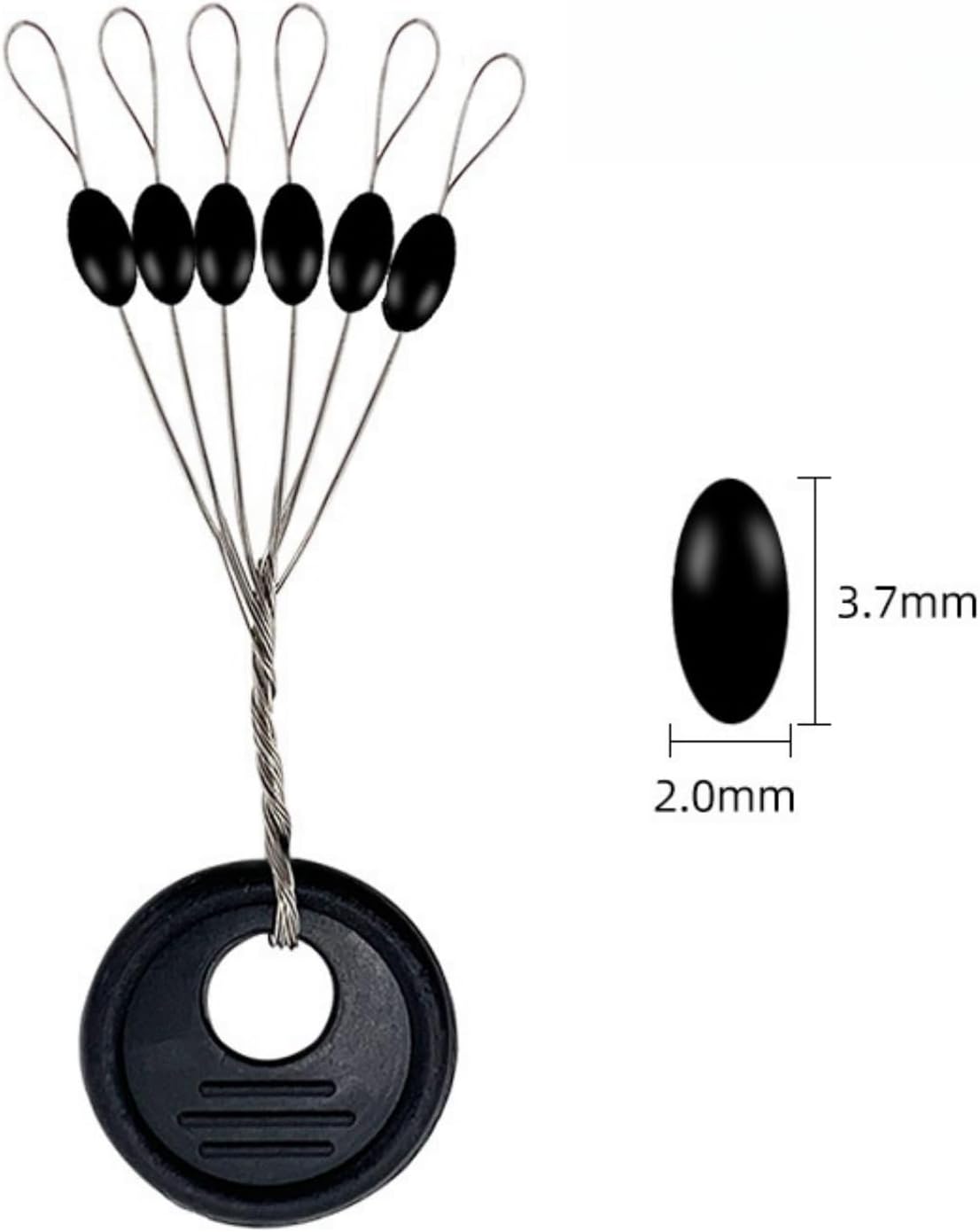 240 Pieces Middle-Sized Fishing Rubber Bobber Beads Stoppers 6 in 1 Black Float Sinker Stops
